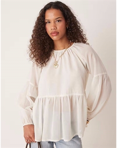 Топ-халат с длинными рукавами кремового цвета Asos design