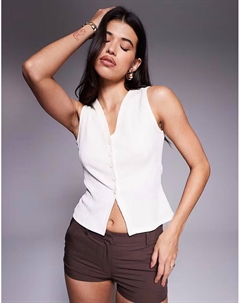 Майка с V-образным вырезом и застежкой на пуговицы цвета слоновой кости Asos design