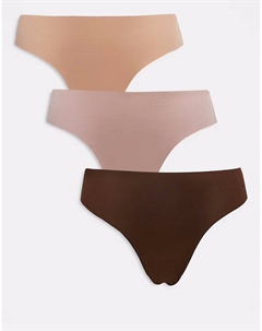 3 пары бразильских трусов без VPL в нейтральных тонах Asos design