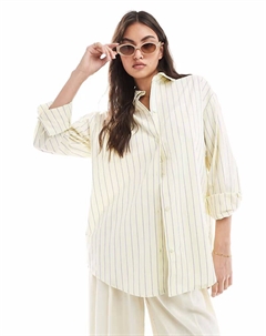 Рубашка свободного кроя в контрастную полоску желтого цвета Pull & bear