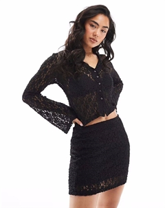 Узкая кружевная мини-юбка черного цвета, комплект Asos design