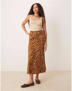 Расклешенная джинсовая юбка с анималистичным принтом Scalpers