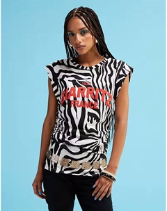 Майка с вырезом-лодочкой и принтом зебры Asos design