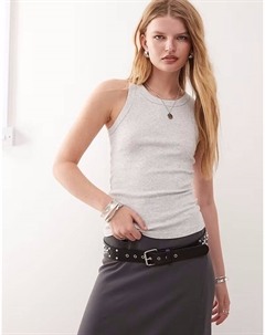 Топ-гонщик в рубчик, серый меланж Weekday