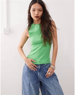 Майка в рубчик зеленого цвета Weekday