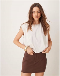 Топ без рукавов с подолом-пузырьком белого цвета Jdy