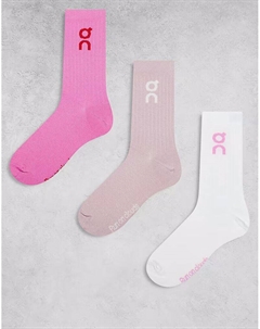 ON 3 пары высоких носков с логотипом розового цвета On running