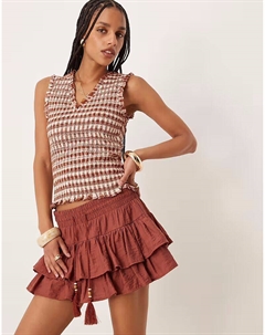 Шорты-трусы с оборками цвета ржавчины Asos design