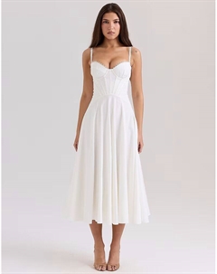 Сарафан-миди Steffani из эластичного хлопка белого цвета House of cb