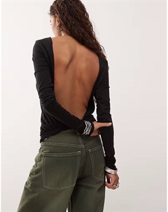 Длинный топ с открытой спиной черного цвета Weekday