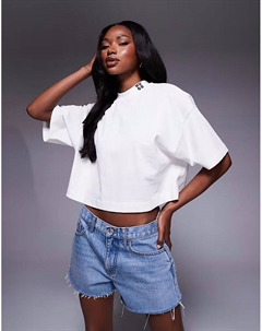 Футболка свободного кроя Damelody белого цвета с многослойным логотипом Hugo red