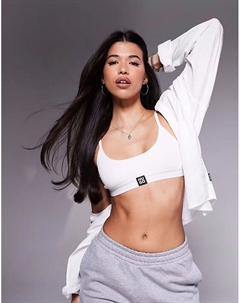 Ребристый бюстгальтер-бралетт с логотипом белого цвета Hugo red