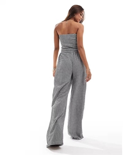 Широкие брюки в черно-белую клетку, комплект Asos design