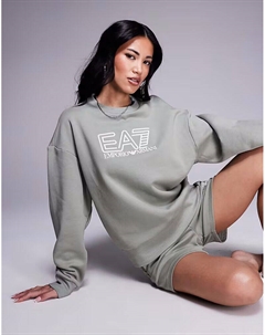 Кофта-свитер с логотипом Armani кремового цвета Ea7