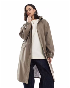 Прорезиненная парка-дождевик с подолом в виде дельфина в грибном цвете Asos design