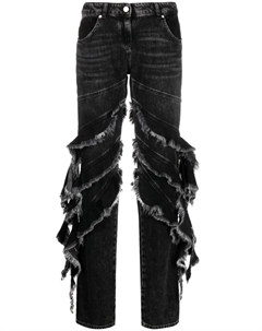 Джинсы с оборками, черный Blumarine