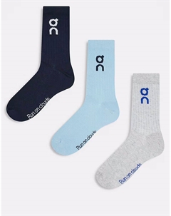 Набор из 3 пар высоких носков с логотипом синего цвета On running