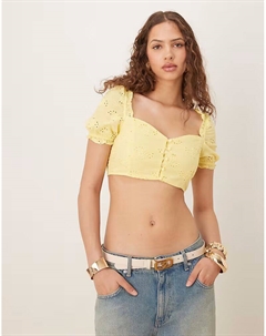 Укороченный топ Button спереди желтого цвета Collective the label