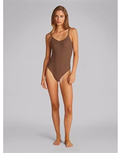 Утягивающее боди-стринги Shapewear коричневого цвета с сетчатой ​​подкладкой Calvin klein