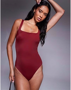 Купальник-скульптурный костюм Revenge в бордовом цвете Asos design