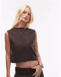- Коричневый топ из купро без рукавов с застежкой на пуговицы спереди, комплект Mango