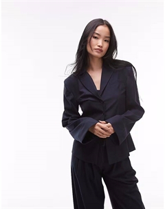 Рубашка с подплечниками в тонкую темно-синюю полоску Asos design