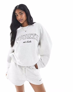 Серый свитшот из хлопка букле с вышитым логотипом, коорд 4th & reckless