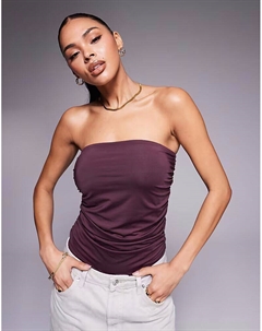 Боди-бандо со сборками по бокам, облегающее, коричневого цвета - КОРИЧНЕВЫЙ Asos design