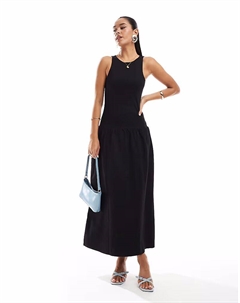 Платье мидакси без рукавов с заниженной талией и воротником-стойкой черного цвета 4th & reckless