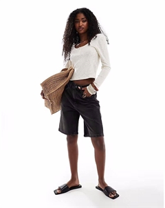 Джинсовые шорты-бермуды черного цвета Asos design