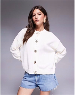 Вязаный кардиган с золотыми пуговицами цвета экрю Asos design
