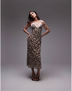 Платье мидакси Jasmine с леопардовым принтом бежевого цвета Nia