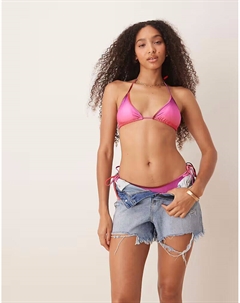 Плавки-топ бикини с треугольными чашечками Sunset в розовом цвете Mango