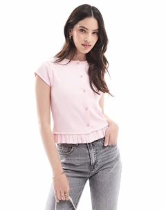 Топ с оборкой на рукавах-крылышках и пуговицах спереди нежно-розового цвета Asos design