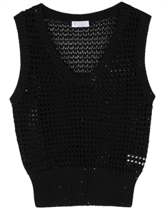 Топ рыхлой вязки с пайетками, черный Brunello cucinelli