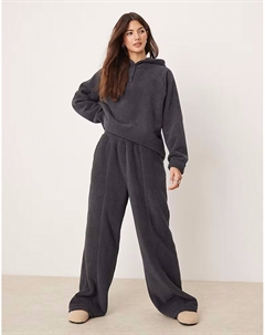 Широкие брюки из микрофлиса для отдыха в стально-сером цвете Asos design