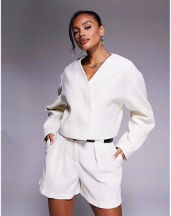 Укороченный фактурный блейзер кремового цвета Asos design