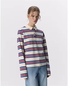 Объект Поло с длинными рукавами темно-синего цвета Object