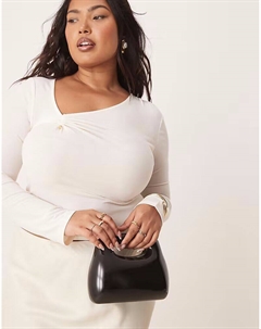 Клатч квадратной формы с металлической ручкой и съемным цепочным ремешком черного цвета Asos design