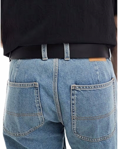 Ремень из коричневой искусственной кожи с пряжкой черного цвета Pull & bear