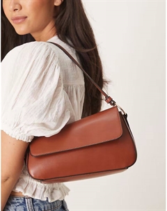 Сумка через плечо асимметричного кроя с передним клапаном темно-коричневого цвета Asos design