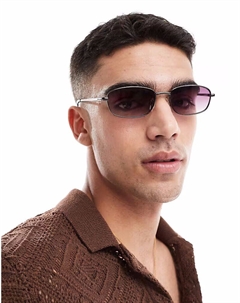 Солнцезащитные очки в металлической оправе с фиолетовыми линзами Pull & bear