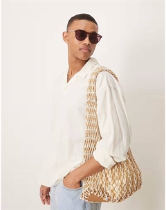 Круглые солнцезащитные очки с бордовыми линзами и темно-коричневой оправой Asos design