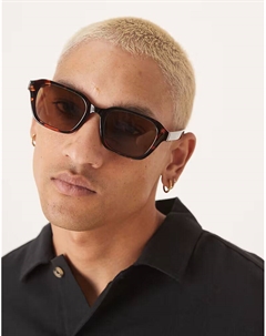 Солнцезащитные очки квадратной формы с коричневыми линзами и оправой цвета темной черепахи Asos design