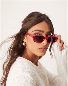 Солнцезащитные очки в квадратной оправе красного цвета Asos design