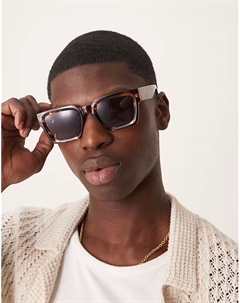 Солнцезащитные очки квадратной формы с бордовыми линзами и оправой в форме черепахового панциря Asos design