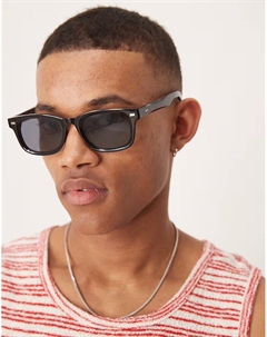 Солнцезащитные очки квадратной формы черного цвета с дымчатыми линзами Asos design