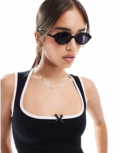 Узкие овальные солнцезащитные очки черного цвета Asos design