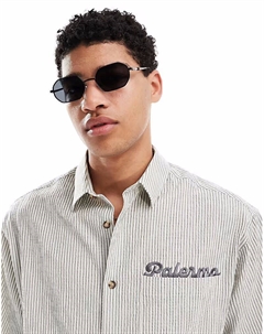 Солнцезащитные очки в металлической оправе черного цвета Pull & bear