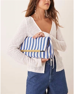 Сумка-клатч с откидным клапаном и полоской в ​​синюю полоску Asos design